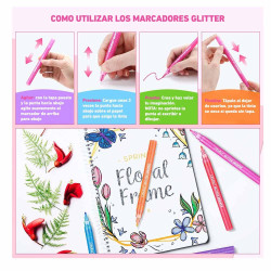 OHUHU 12 MARCADORES GLITTER METÁLICOS